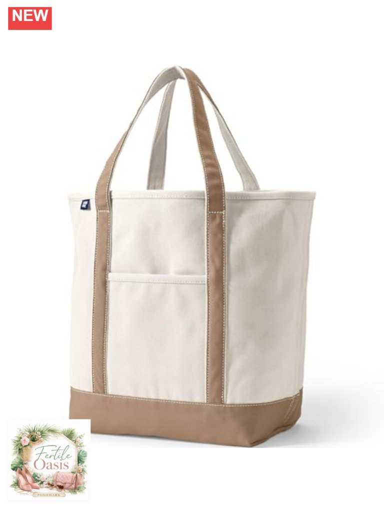 Large Canvas Tote Bag Five Pockets Key Strap Water Resistant Base Shoulder